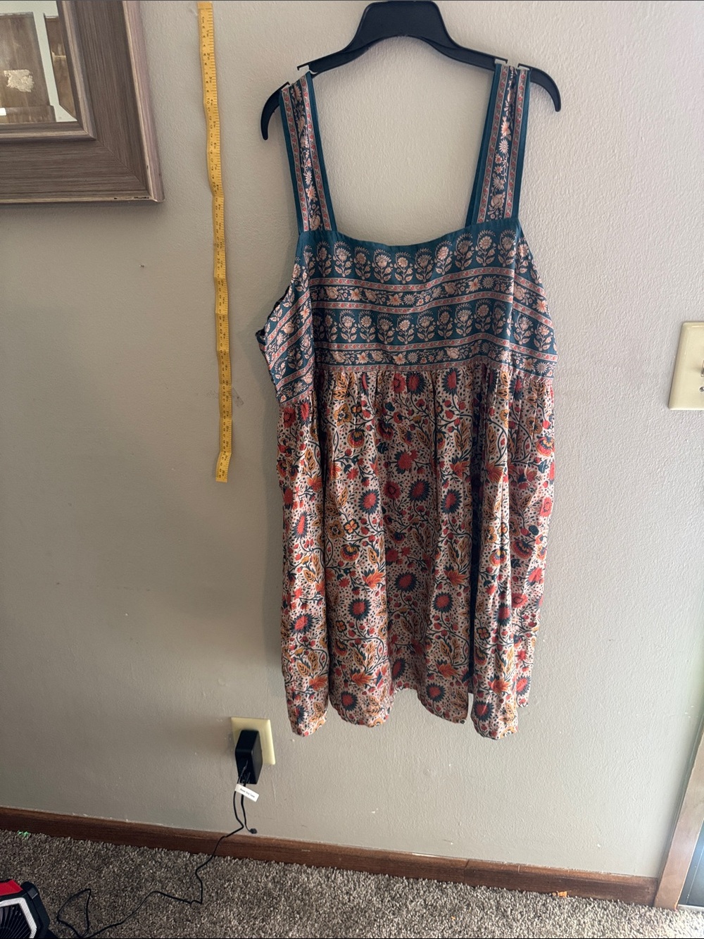 Boho Printed Sleeveless Sundress - Teal and Multi reversible dress